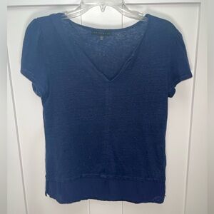 Sanctuary Women's Navy Blue Linen V-Neck Top